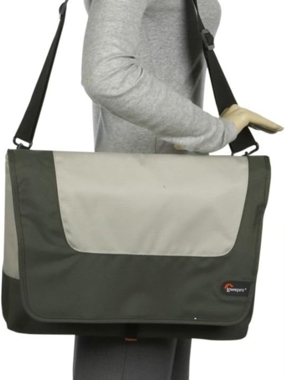 Lowepro Slim Factor Laptop Messenger Shoulder Bag Green Gray & Orange Large EUC